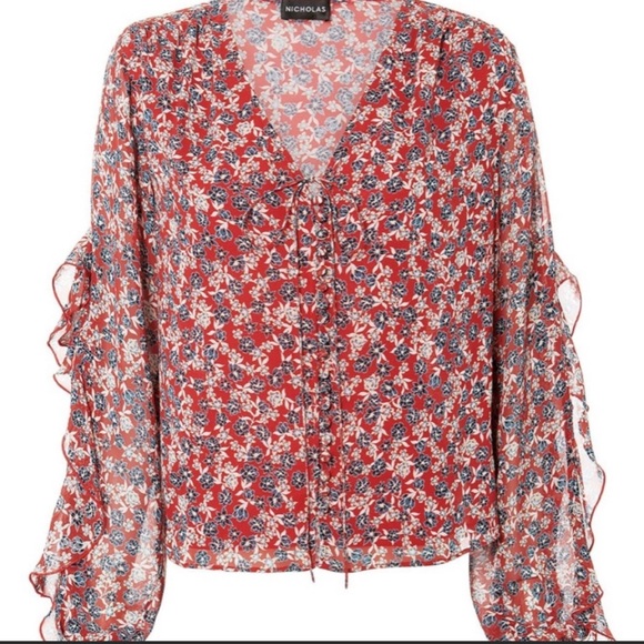 NICHOLAS floral v neck blouse - Picture 2 of 7